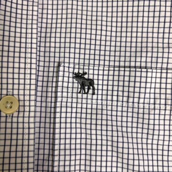 Vintage Y2K Abercrombie Fitch Muscle Button Up Shirt Men's S White Blue Plaid - Picture 4 of 8